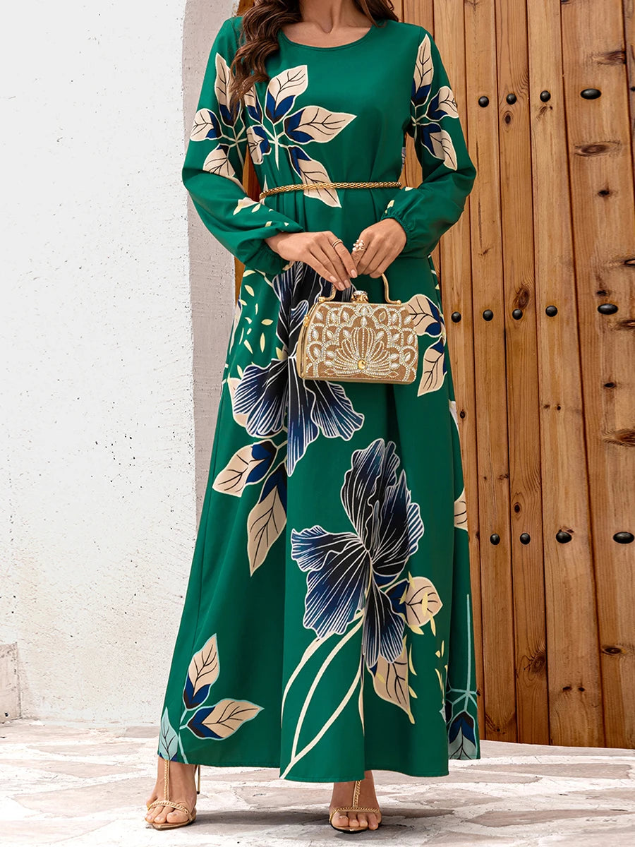 Elegant Floral Velvet Maxi Dress