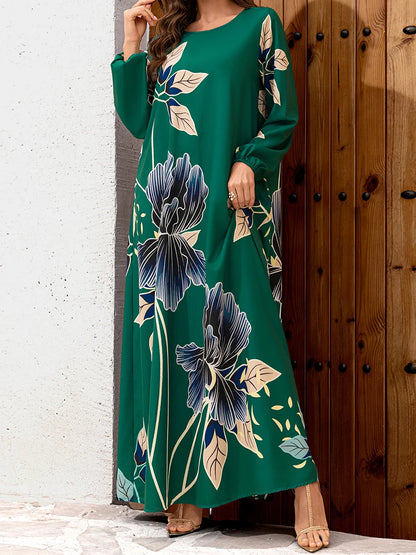 Elegant Floral Velvet Maxi Dress