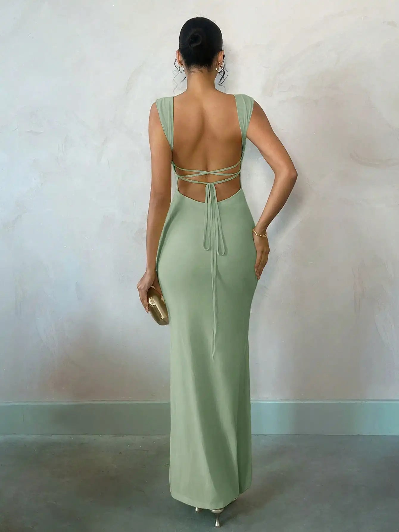 Pastel Yellow Backless Maxi Dress for Summer