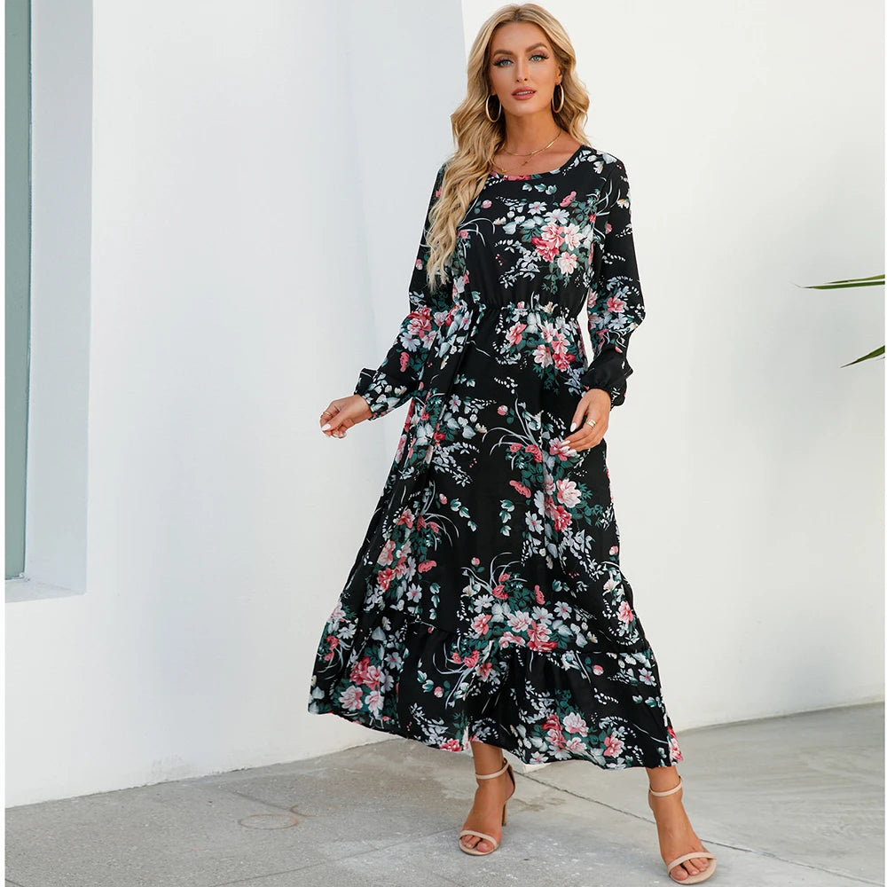 Bohemian Floral Chiffon Maxi Dress