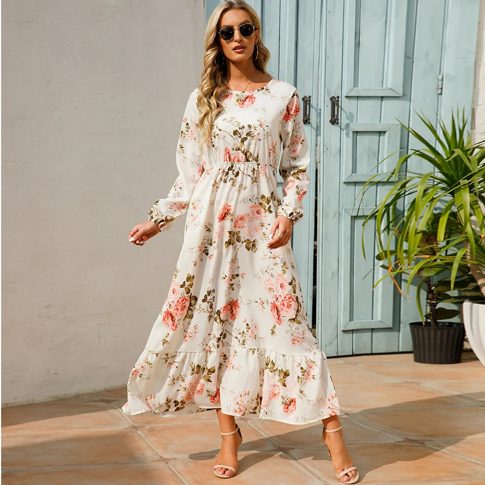 Bohemian Floral Chiffon Maxi Dress