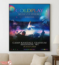 Coldplay 2025 Tour Poster | Music of the Spheres – Madison, WI | Camp Randall Stadium – July 19, 2025 Show Canvas - Get Trend Merch