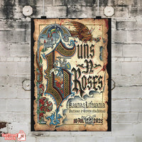 Guns N' Roses Kaunas 2025 Tour Poster Canvas | Medieval Knight Dragon Wall Art | July 10 Concert Print - Get Trend Merch