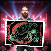 Metallica 2-Sided House Flag, M72 North American Tour 2025, Concert Artwork by Rhys Cooper, Black & Red Skull Eagle Design Flag - Get Trend Merch