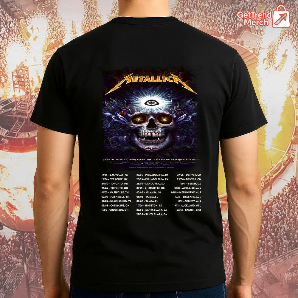 Metallica Charlotte 2025 Third Eye Skull T-Shirt | M72 Tour Official Tee – May 31 at Bank of America Stadium - Get Trend Merch