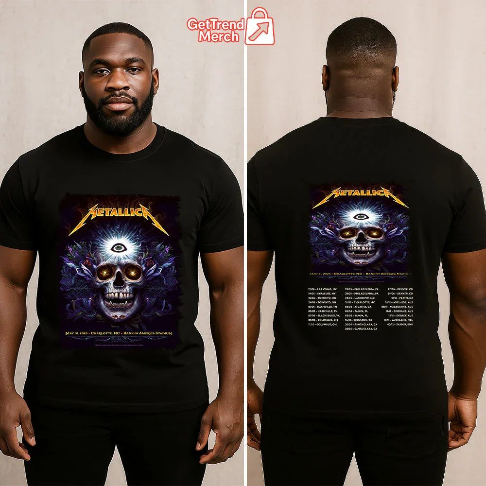 Metallica Charlotte 2025 Third Eye Skull T-Shirt | M72 Tour Official Tee – May 31 at Bank of America Stadium - Get Trend Merch
