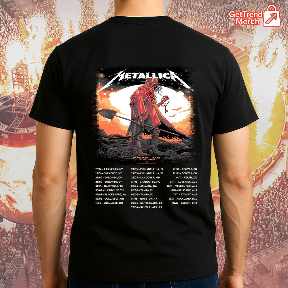 Metallica Concert Tour M72 World Tour June 14, 2025 Houston, TX NRG Stadium Death Reaper Official Band T-Shirt - Get Trend Merch