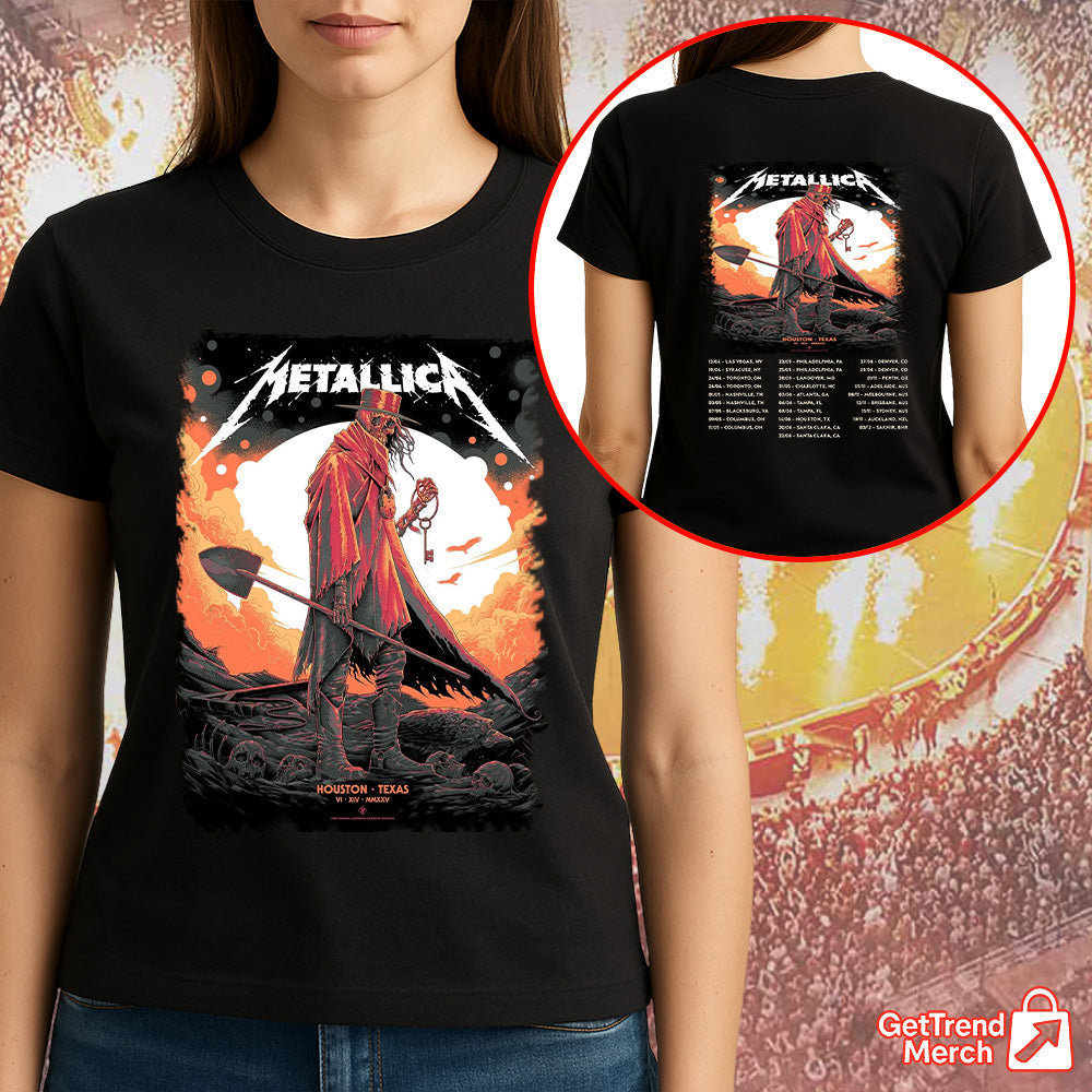 Metallica Concert Tour M72 World Tour June 14, 2025 Houston, TX NRG Stadium Death Reaper Official Band T-Shirt - Get Trend Merch