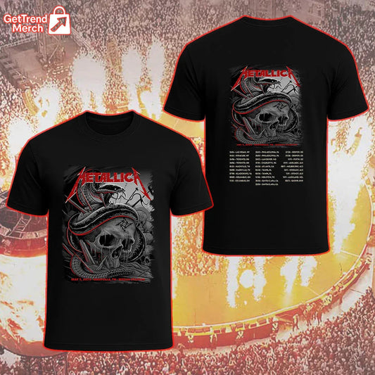 Metallica Concert Tour M72 World Tour May 1, 2025 Nashville, TN Nissan Stadium Skull & Viper Official Band T-Shirt - Get Trend Merch