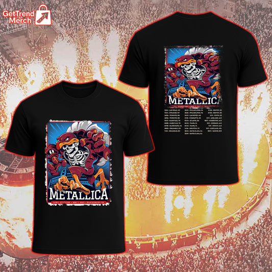 Metallica Concert Tour M72 World Tour May 7, 2025 Blacksburg, VA Lane Stadium Hokie Reaper Official Band T-Shirt - Get Trend Merch