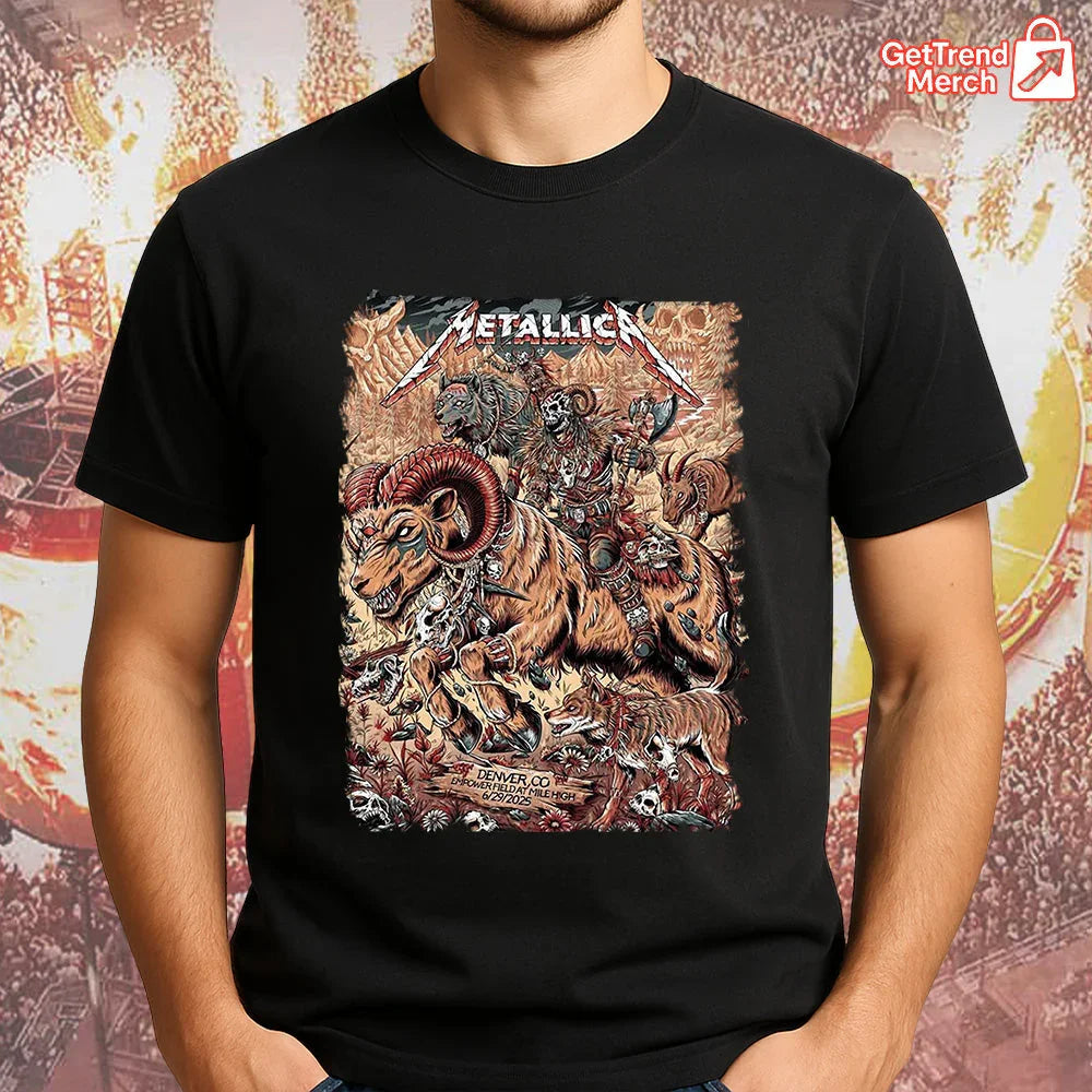 Metallica June 27 & June 29, 2025 Denver T-Shirt | Warbeast & Skull Warriors Tour Merch | M72 Limited Edition Concert Tee - Get Trend Merch