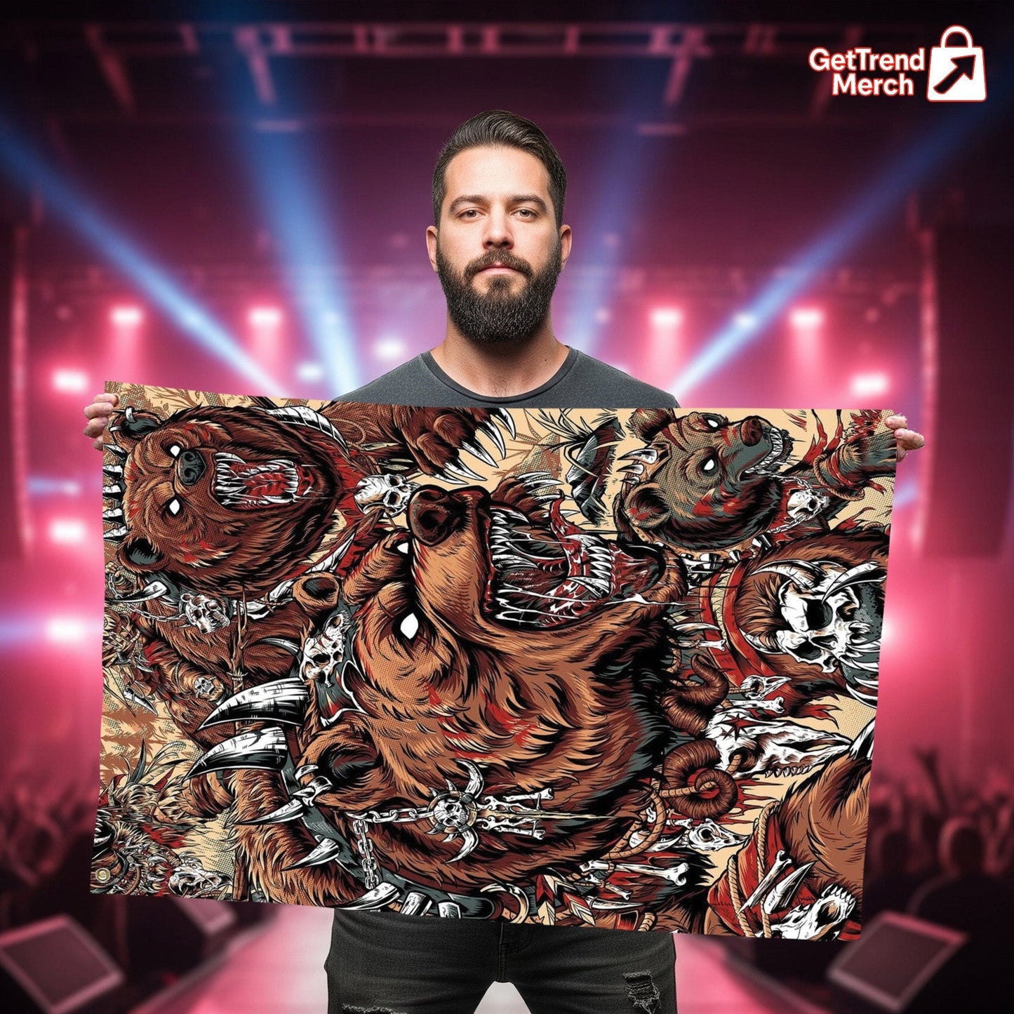 Metallica M72 Tour 2025 Denver Flag – Battle Grizzly Bear Design, June 27 Empower Field Limited Edition by JML2Art - Get Trend Merch