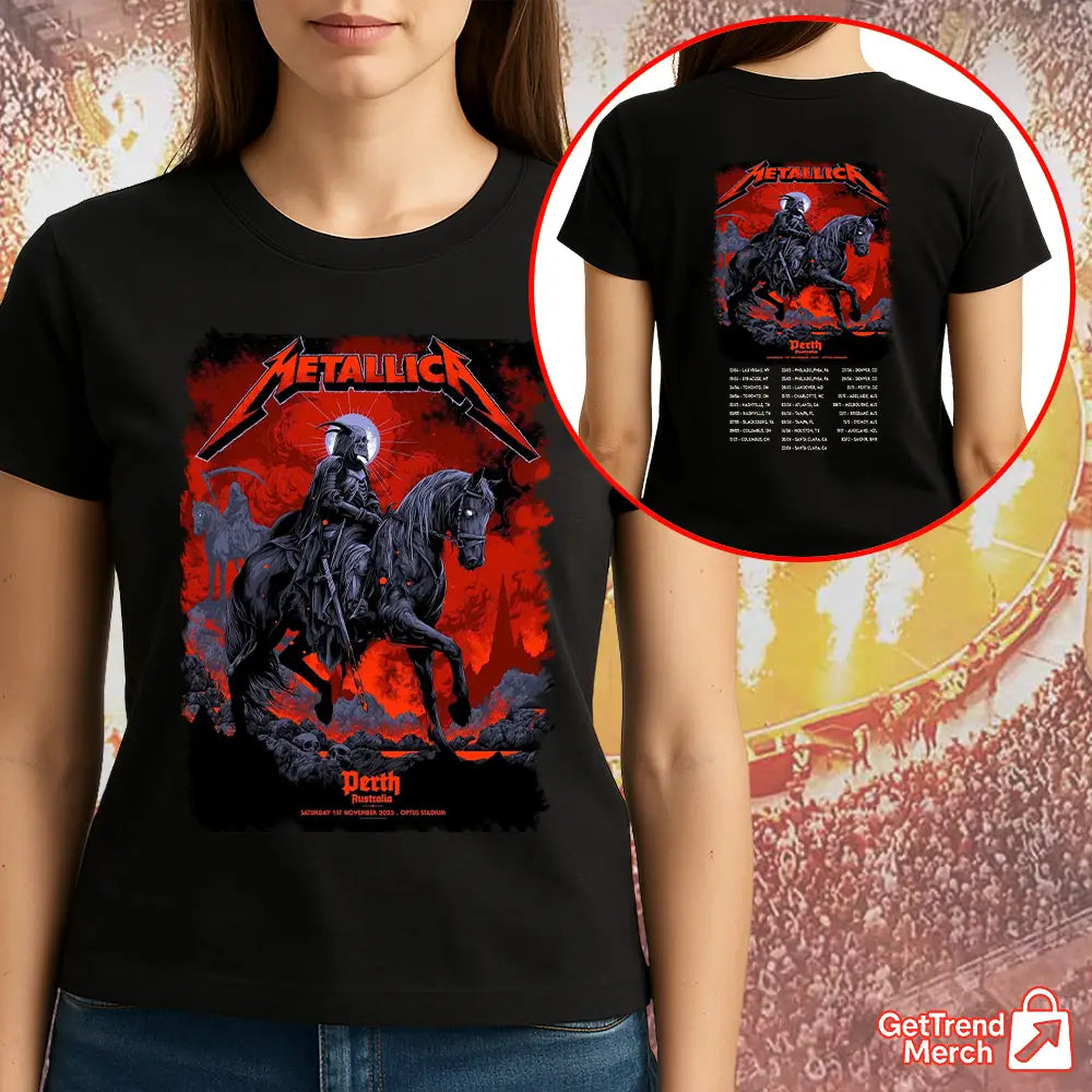 Metallica M72 World Tour November 1, 2025 Perth, Australia - Optus Stadium Tour Shirt