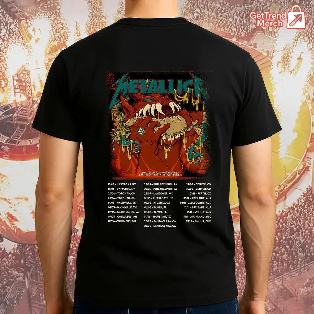 Metallica Philadelphia 2025 Night 1 T-Shirt | Red Monster Bite Tour Tee – Lincoln Financial Field - Get Trend Merch
