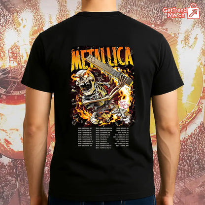 Metallica Skeleton Flames Graphic Shirt